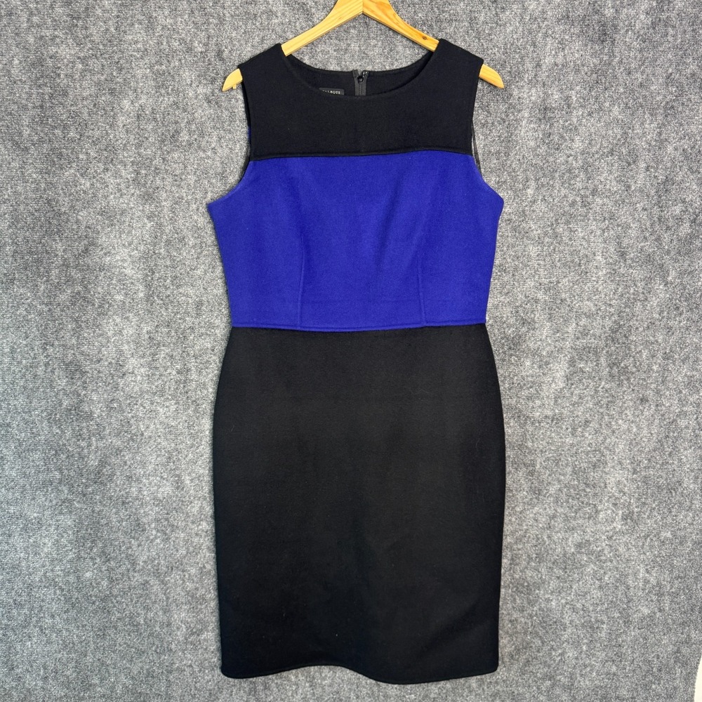 Talbots Dress Womens‎ 10 Black Blue Colorblock Wool Business Career Work Classic